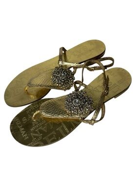 Sam Edelman Gold Embellished  Beaded metallic Sandals Size 8.5